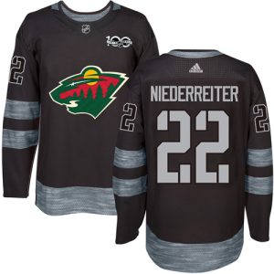 Herren Minnesota Wild Eishockey Trikot Nino Niederreiter #22 Authentic Schwarz 1917-2017 100th Anniversary